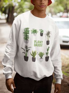 Plant Daddy Sweatshirt - Botanical Sweater Plant Daddy Crewneck Gift For Men Indie Clothes Gift for Him Plant Dad Gift Plant Shirt For Men HOW TO ORDER ➀ Select color ➁ Select the size (Refer to size chart) ➂ Add to cart ✦ All models are wearing one size larger than their regular size for an oversized fit. DETAILS ✦ 50% Cotton 50% Polyester ✦ Crew neckline ✦ Direct to garment printing - no vinyl, decal, or iron-on technique ✦ Our designs are printed on the garment to last a long time and may not Father's Day Long Sleeve Relaxed Fit Sweatshirt, Father's Day Cotton Crew Neck Sweatshirt, Father's Day Casual Graphic Sweatshirt, Casual Graphic Print Sweatshirt For Father's Day, Casual Crew Neck Sweatshirt For Father's Day, Casual Crew Neck Sweatshirt With Plant Print, Father's Day Graphic Print Long Sleeve Sweatshirt, Mens Aesthetic, Sticker Design Inspiration