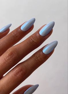 Baby Blue Chrome Nails, Baby Blue Chrome, Ongles Baby Blue, Blue Chrome Nails, Blue Chrome, Pinterest Pin, Short Acrylic Nails