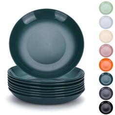 a stack of plates with different colors on them