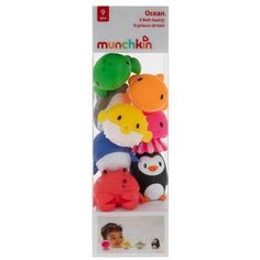 an assortment of stuffed animals in a package