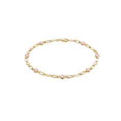 This sweet 18k gold plated Kristen Kesho bracelet features darling pink lab-created sapphires and textured heart links, the perfect way to add a touch of softness to any ensemble.Click on this JEWELRY & WATCHES GUIDE to learn about fit, styles, materials and more!This sweet 18k gold plated Kristen Kesho bracelet features darling pink lab-created sapphires and textured heart links, the perfect way to add a touch of softness to any ensemble.Click on this JEWELRY & WATCHES GUIDE to learn about fit, Feminine Gold Bracelets For Valentine's Day, Elegant Pink Gold-plated Bracelets, Dainty Pink Bracelets For Anniversary, Pink Gold Jubilee Bracelet As Gift, Pink Gold Jubilee Bracelet Gift, Elegant Pink Birthstone Bracelets, Heart Tennis Bracelet, Bracelet Packaging, Tennis Bracelet