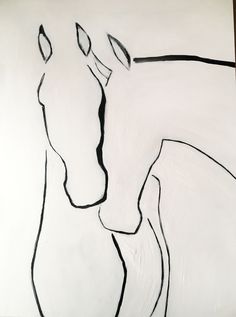 a black and white drawing of a horse