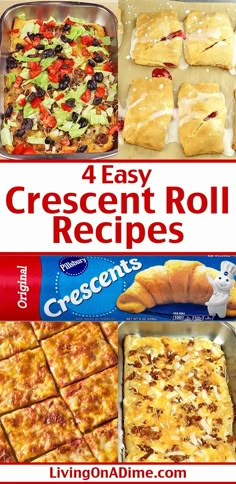 four easy crescent roll recipes with text overlay