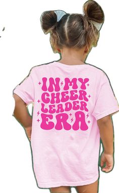 Trendy Letter Print Tops For Cheerleading, Trendy Crew Neck Top For Cheerleading, Cute Pink Tops For End Of School Year, Pink Text Print Top For School, Casual Cheerleading Tops With Letter Print, Casual Tops For Cheerleading With Letter Print, Casual Letter Print Tops For Cheerleading, Retro School Tops With Slogan, Retro Slogan Tops For School