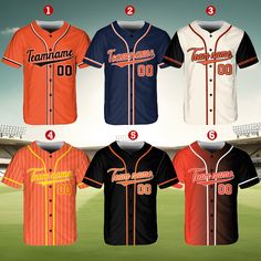 an image of baseball uniforms in different colors