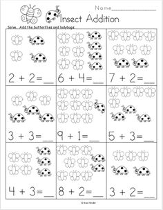 an insect addition worksheet for kids