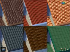 several different types of roof tiles on top of each other with the words adv written above them