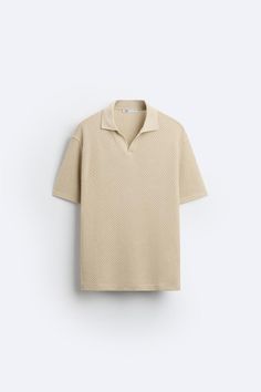 TEXTURED POLO - taupe brown | ZARA United States Textured Polo, Zara United States, Lapel Collar, Dress Codes, Polo Shirt, Indonesia, Short Sleeves, Zara, United States