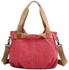 Trendy Cotton Shoulder Bag For Travel, Trendy Red Canvas Bag, Trendy Large Capacity Canvas Bag For On-the-go, Versatile Large Capacity Canvas Bag For On-the-go, Pink Canvas Casual Bags, Trendy Cotton Satchel For Daily Use, Trendy Everyday Cotton Shoulder Bag, Trendy Canvas Satchel For Daily Use, Casual Pink Canvas Satchel