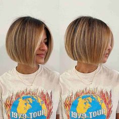 Balayage for Short Hair: 33 Stunning Hair Color Ideas Chin Length Cuts, Chin Length Haircuts, Stacked Haircuts, Chin Length Hair, Edgy Hair, Blonde Bobs, Hair Color Ideas, Short Bob