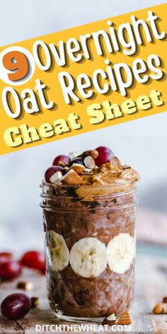 overnight oatmeal recipe in a jar with the title overlay