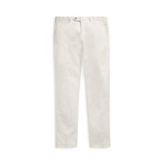 In Italian stretch cotton these Slim Fit pants are garment-dyed to achieve additional softness and tonal dimension. Solid Cotton Pants With Five Pockets, Slim Fit Wide Leg Cotton Bottoms, Slim Fit Cotton Bottoms With Wide Leg, Cotton Chinos With Five Pockets For Spring, Spring Cotton Chinos With Five Pockets, Ralph Lauren Classic Wide Leg Pants, Slim Fit Cotton Tapered Leg Pants, Slim Fit Cotton Pants With Tapered Leg, Classic Ralph Lauren Wide Leg Pants