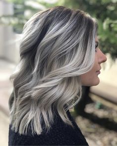 Blonde Highlights On Dark Hair, Grey Blonde Hair, Grey Hair Transformation, Grey Hair Inspiration, Silver Hair Color, Blending Gray Hair, Ash Blonde Hair