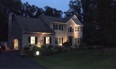 a house that is lit up at night