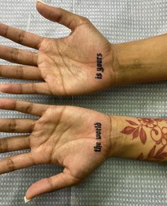 two hands that have tattoos on them and one has the words do you know?