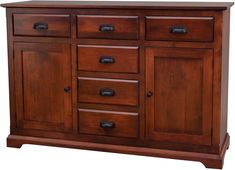 a large wooden dresser with drawers and knobs