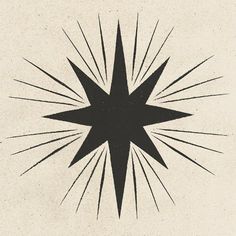 a black and white drawing of a star with rays coming out of the center on a beige background