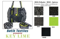 an advertisement for a polka dot bag with black and white dots