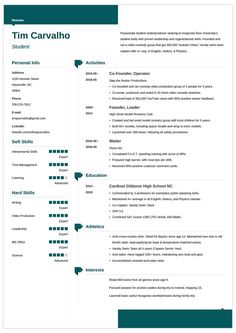 a professional resume template with green accents on the top and bottom corner, in two different colors