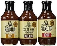 three bottles of sugar free bbq sauce