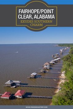 an aerial view of the water and piers at fair hope point, clear, alabama