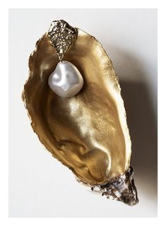 an oyster shell with a pearl in it