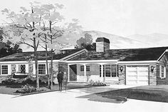 a black and white drawing of a house