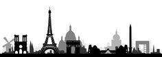 a black and white silhouette of the city of paris, france with its famous landmarks