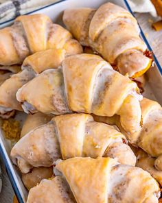 there are many pastries in the dish on the table and ready to be eaten