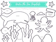 paper cut outs with the words under the sea template