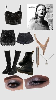 a fashion look from may 2012 featuring black top, short shorts and combat boots browse