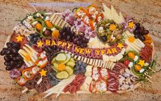 a platter filled with lots of different types of food