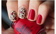 Red Cheetah Nails, Vday Nails, Cheetah Nails, Valentine Nail Art, Leopard Print Nails, Leopard Nails, Animal Print Nails, Nail Files, I Love Nails