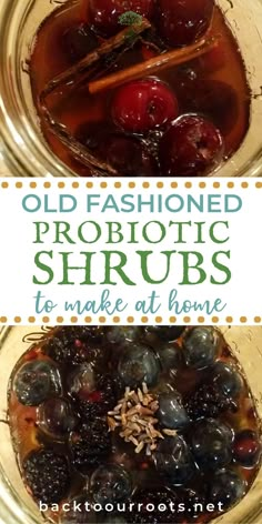 an old fashioned dish with cherries in it and text overlay that reads, old fashioned