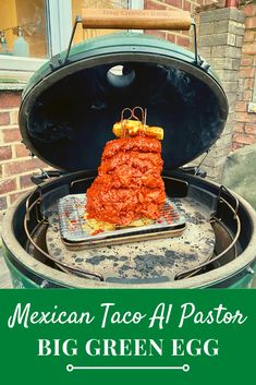 mexican tacos al pastora big green egg on the grill with text overlay