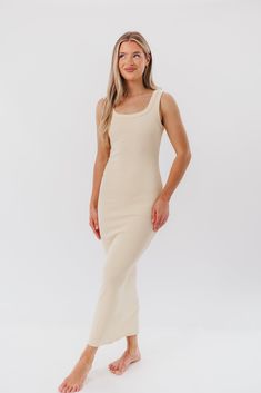 The ultimate travel and vacation dress, the Abby Maxi will work twice as hard as any other piece in your wardrobe. This gem of a dress is crafted from a premium quality cotton with just a pinch of stretch, which makes it incredibly comfortable, lightweight, and breathable. Pair it with a cropped denim jacket, sneakers, and a baseball cap for casual chic, or dress it up with gold jewelry and espadrilles. FIT: Runs true to size - very fitted. MATERIAL: 98% Cotton, 2% Spandex. GARMENT DETAILS: Tank Garment Details, Curve Model, Tank Maxi Dress, Just A Pinch, Vacation Dress, Formal Party Dress, Cropped Denim Jacket, Maxi Tank Dress, Vacation Dresses