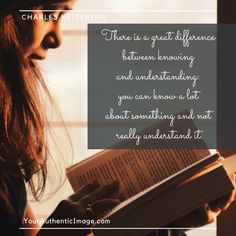 a woman reading a book with the words, there is a great difference between being and outstanding