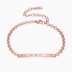 Customize your own bracelet with your name or surprise a loved one with a personalized gift. Engraved Bar Bracelet, 18k Gold Chain, Bar Bracelet, Bar Bracelets, Rose Gold Metal, Precious Jewelry, Personalized Necklace, Gold Plated Silver, Custom Items