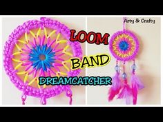 two pictures with the words loom band and dream catcher