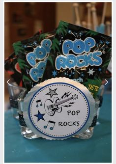 the rock and roll party favors are on display