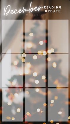 a christmas tree in front of a window with the words december reading update on it