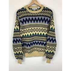 Used condition please check dimensions before buy. Pit to Pit: 19 Sleeve: 28 Length: 26 E760 Motifs Design, 90s Design, Striped Knit Sweater, Cardigan Knit, Thick Wool, Fall Sweater, Knitting Gift, Fall Sweaters, Striped Knit