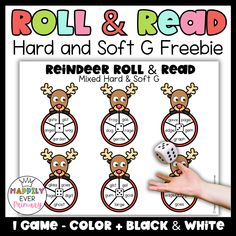 Boost reading fluency and decoding skills with this reindeer themed Christmas Roll & Read Mixed Hard and Soft G activity! Designed for Kindergarten to 2nd grade, students practice phonics and CVC words in a fun, seasonal game. Perfect for literacy centers and small groups to strengthen early reading skills. Christmas Phonics, Roll And Read, Phonic Games, G Words, Blends And Digraphs, Early Reading Skills, Decoding Words, Cvce Words, Second Grade Resources