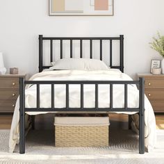 PRICES MAY VARY. 【Minimalist Aesthetic】Thanks to its unadorned silhouette, spindle headboard and sleek metallic finish, this twin metal bed frame can revitalize a variety of home decor styles, ranging from industrial, traditional to farmhouse. Keep your bedding minimalist and neutral-toned to create a cozy and soothing oasis. 【Heavy-duty Metal Construction】This robust twin bed frame is crafted of powder-coated metal slats, side rails and 6 sturdy legs with rubber feet, with a maximum weight capa Bedding Minimalist, Spindle Headboard, Bed Frame Metal, Minimalist Bed Frame, Metal Platform Bed Frame, Twin Size Bed Frame, Minimalist Bed, Full Size Bed Frame, King Size Bed Frame