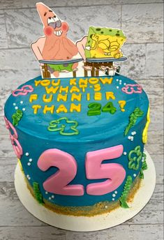 a spongebob themed birthday cake with the number twenty five