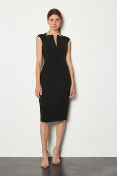 Envelope Neck Dress Office Dresses For Women Classy, Dresses For Women Classy, Black Work Dresses, Smart Casual Dress, Office Dresses For Women, Midi Pencil Dress, Graduation Outfit, Work Dress, Karen Millen