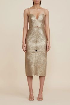 HICKS MIDI DRESS – Acler Classic Midi Dress, Bridal Tops, Dress Silhouette, Dress Jewelry, Australian Fashion, Gold Dress, Sweetheart Neckline, Dresses Online, Bridal Dresses