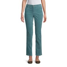 St. Johns Bay Women Mid-Rise Straight Corduroy pants, size 14 in Caspian Sea.  Purchased from JC Penney, January of 2020 for $12.45. Caspian Sea, Petite Shorts, St Johns