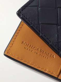 Bottega Veneta’s wallet has been crafted in Italy using the brand's signature intrecciato weaving technique. It's made form midnight-blue leather with a contrasting 'Cob' lining. Inside are vertical slots as well as a bill sleeve. Luxury Rectangular Wallets With Intrecciato Weave, Designer Leather Wallet With Leather Lining, Luxury Leather Wallet With Intrecciato Weave, Bottega Veneta Logo, Leather Billfold, Wallet For Men, Bottega Veneta Intrecciato, Billfold Wallet, Weaving Techniques