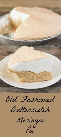 an old fashioned butterscotch meringue pie on a plate